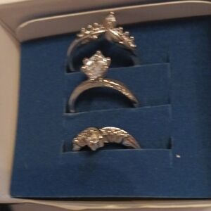 Silvertone Marquise Ring With Jacket Set - Size 7